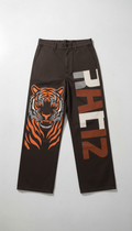 Charcoal Brown Wide-Leg Street Pants