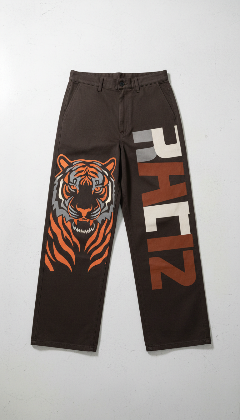 Charcoal Brown Wide-Leg Street Pants